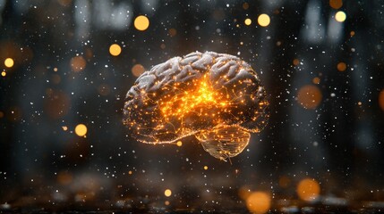 Poster - Glowing human brain, neural network, intelligence, idea, creativity concept.