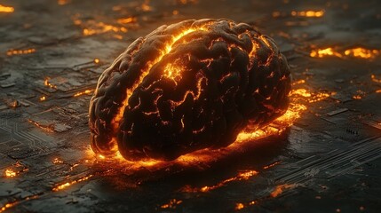 Aufkleber - Glowing human brain on a circuit board, representing AI, technology, and intelligence. (1)