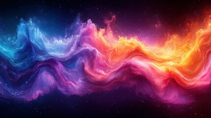 Poster - A vibrant cosmic wave of colors blending in a nebula-like pattern.