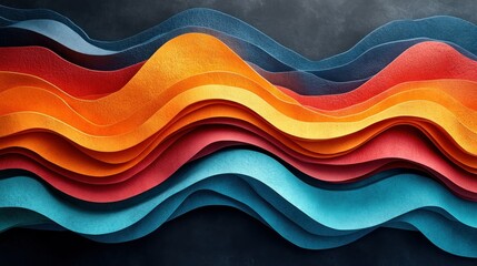 Poster - Colorful layered waves of textured material create a dynamic visual composition.