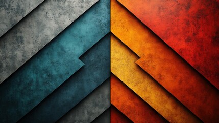 Poster - Abstract geometric design featuring layered textures in vibrant colors.