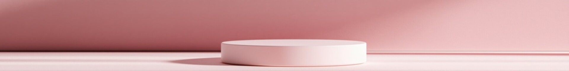 Poster - Minimalist Pink Background with Round White Platform for Product Display or Photography