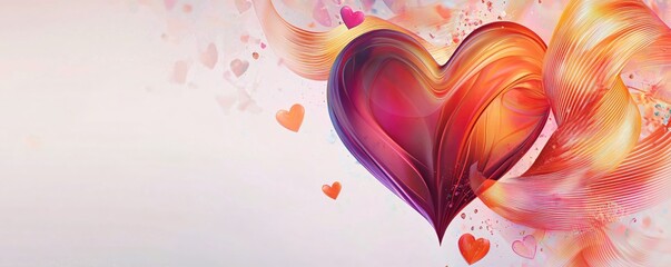 Poster - Colorful Heart Design with Soft Background and Floating Hearts for Romantic Themes