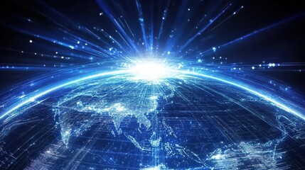 Poster - Stunning Global View with Radiant Light Effects Above Earth