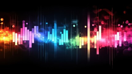 Poster - Colorful Abstract Sound Waves with Light Effects and Particles
