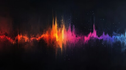 Poster - Vibrant Sound Wave Abstract Art with Colorful Visual Spectrum