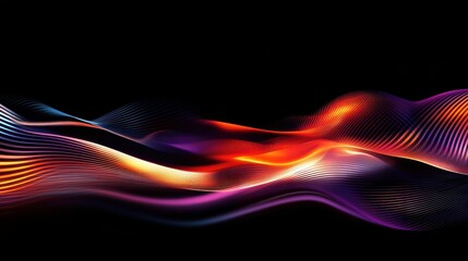 Poster - Vibrant Abstract Waves of Light with Dynamic Flow on Black Background