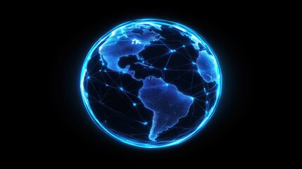 Poster - Abstract Digital Globe with Network Connections in Blue Light