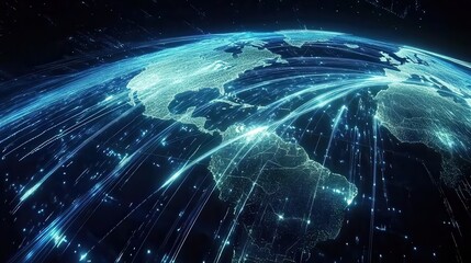 Poster - Dynamic Global Network Connections Over Earth With Light Trails