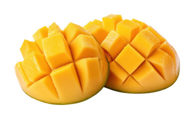 Wall Mural - Fresh mangos sliced and arranged for culinary and health inspirations. Isolated on transparent background, png.