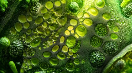 Green Cellular Structure Microscopic View