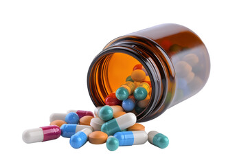 pill and bottle on transparent png