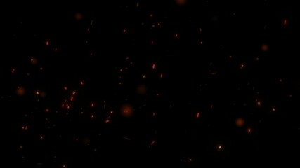 Wall Mural - red orange sparks floating in the night 4k loop features embers and sparks flying upward into blackn