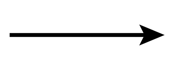 Wall Mural - Long and thin black arrow isolated on a transparent background - Straight vector arrow