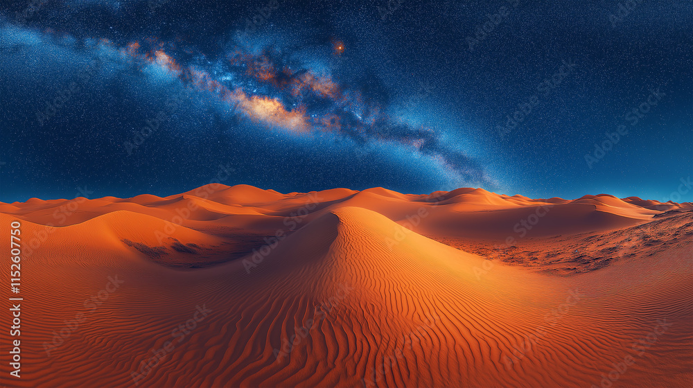 Rolling Desert Sand Dunes Beneath the Vibrant Milky Way in a Starry ...
