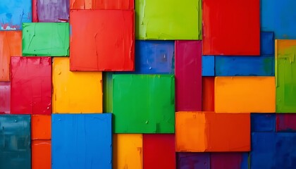 Aufkleber - Abstract Colorful Square Blocks Paint Texture Art