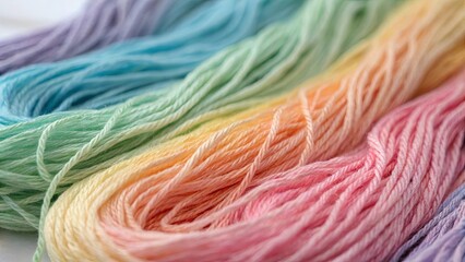 Poster - A row of colorful yarns are displayed, with each one having a different color