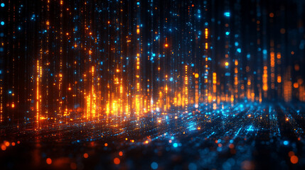 Leinwandbilder - Abstract digital background with smooth curves symbolizing technological processes, network abilities, and digital storage, representing the future of science and education in the digital age