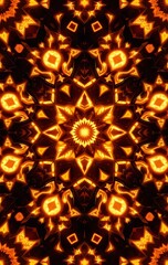 Poster - Fiery Mandala Abstract Art Design