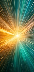 Aufkleber - Abstract Radiating Light Streaks in Gold and Teal