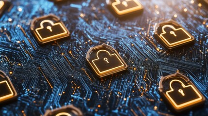 Poster - Abstract Security Technology Background with Bright Symbols