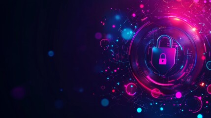 Poster - Digital Security Concept with Lock and Futuristic Design