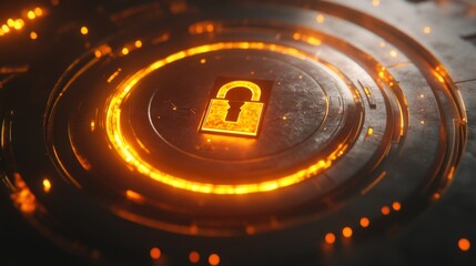 Poster - Futuristic Lock Design with Soft Light on Isolated Background