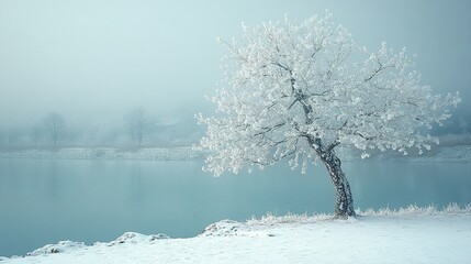 Beautifully Captured Leafless Tree in a Tranquil Winter Scene