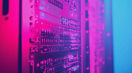 Poster - Data Center Equipment with Studio Lighting Effects