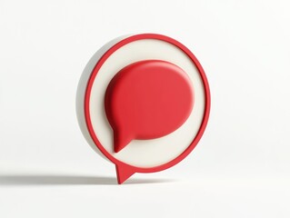 Aufkleber - A three-dimensional red speech bubble icon on a white background, symbolizing communication.