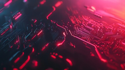Poster - Intricate Circuit Designs on Digital Chip Background