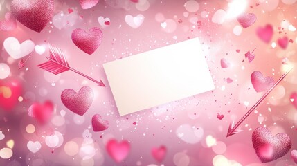 Poster - A romantic-themed background featuring hearts and arrows, perfect for love-related designs.