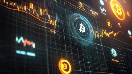 Aufkleber - Digital representation of cryptocurrency trends and data analysis.