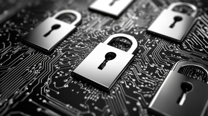 Poster - secure data protection with circuit pattern background