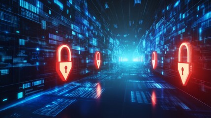 Poster - security and firewalls in vector illustration style