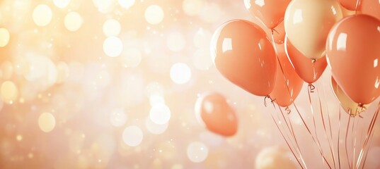 Poster - A cluster of balloons in soft colors against a blurred, sparkling background.