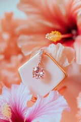 Aufkleber - A delicate ring displayed on a floral background, highlighting elegance and beauty.