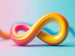 Aufkleber - A vibrant, colorful infinity symbol twists elegantly against a soft gradient background, representing endless possibilities and creativity.