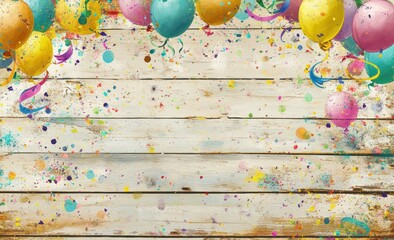 Poster - A festive background featuring balloons and confetti, ideal for celebrations and events.