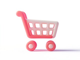 Aufkleber - A stylized shopping cart icon in pink and white, symbolizing online shopping or retail.