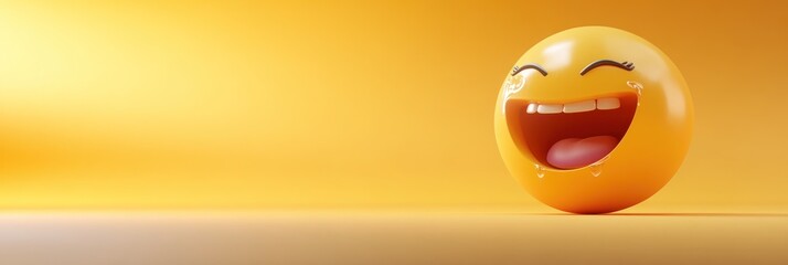 Aufkleber - A cheerful, smiling emoji on a vibrant yellow background, conveying happiness and joy.