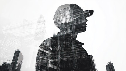 Poster - A silhouette of a person overlaid with a cityscape, symbolizing urban life and identity.