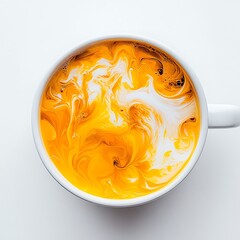 Poster - Creative Interpretation of Yellow and White Fluid in Clean Style Bowl