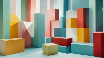 Aufkleber - A creative building blocks scene in a modern architectural studio, Blocks arranged in a futuristic design, Architectural creativity style