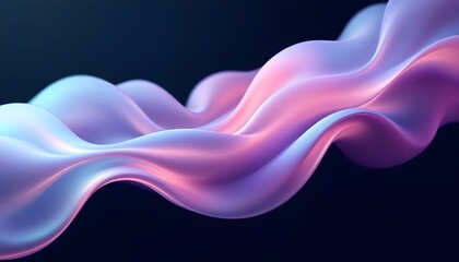 Fototapete - Holographic iridescent neon curved wave in abstract fluid motion against a dark background creating a dynamic 3d render. 3d abstract design against a dark background for modern or tech themes