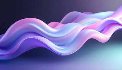 Fototapete - Holographic iridescent neon curved wave in abstract fluid motion against a dark background creating a dynamic 3d render. 3d abstract design against a dark background for modern or tech themes