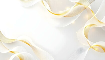 Poster - Luxury white and gold background with golden lines and paper cut style. Premium gray and gold background for award, nomination. Elegant white overlapped brown shade background with line golden element