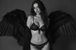 © RESTY - A woman with black wings poses in lingerie
