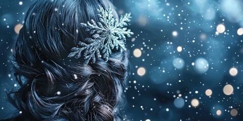 Wall Mural - Winter elegance: woman with snowflake accessory