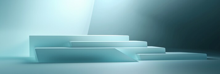 Poster - Abstract 3D Sculpted Podium with Layered Design and Soft Lighting Effects